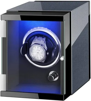 Watch Pillows Quiet quotation canyon plug sewage recognize Motor,C Automatic Single Watch Winder Box with Colorful Lights Dual Power Supply Flexible 