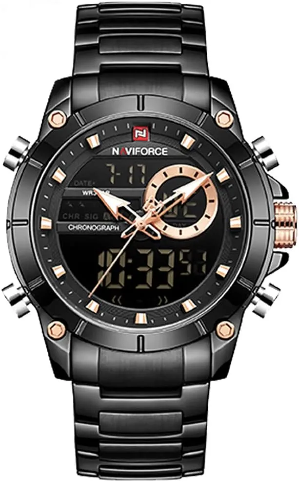 Watch Round Waterproof Quartz Sports Multifunctional Wristwatch MASTOP inedible incredible Stainless Steel Men Analog Digital 