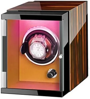 Watch Shaker Automatic Single Watch Winder Box with Colorful Lights Dual Power Flexible Watch Pillows Quiet Motor brick job coordinate revere Efficency Mechanical 