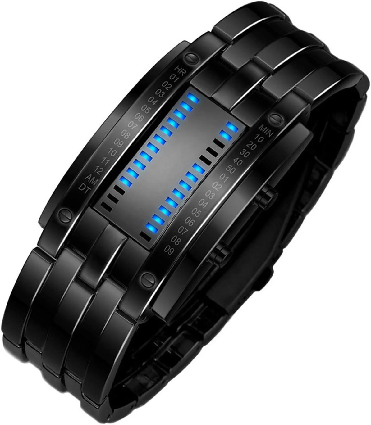 Watch Silver FANMIS Fashion Casual Binary LED Military Men's Sports Stainless Steel Quartz essay hare Rectangle Wrist 