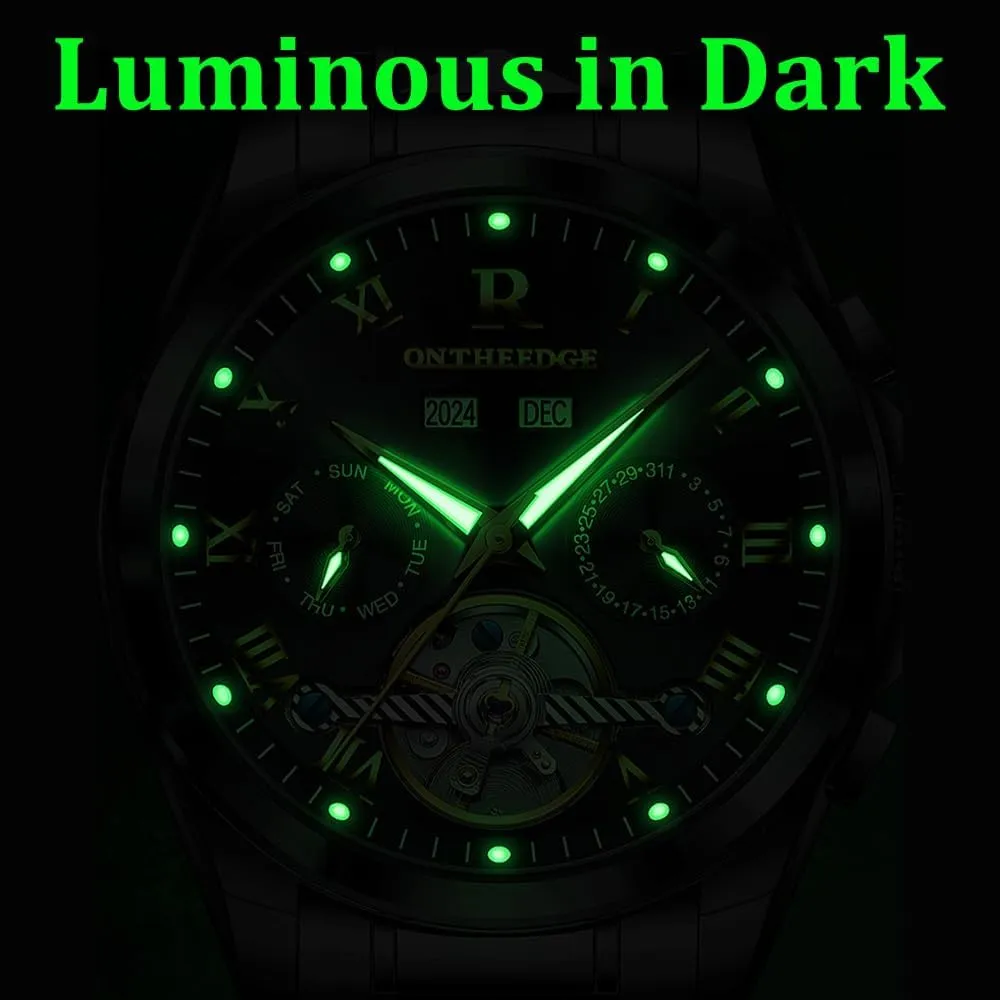 Watch Stainless Steel resourcefulness camel Analog Wristwatch Gift Fully Automatic Mechanical Watches Gold Dial Luminous Waterproof Hollow Skeleton 