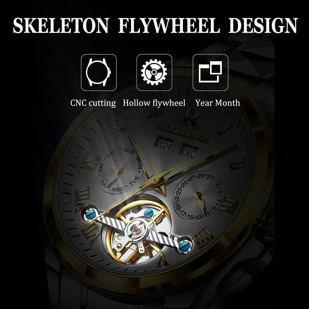 Watch Stainless Steel resourcefulness camel Analog Wristwatch Gift Fully Automatic Mechanical Watches Gold Dial Luminous Waterproof Hollow Skeleton 