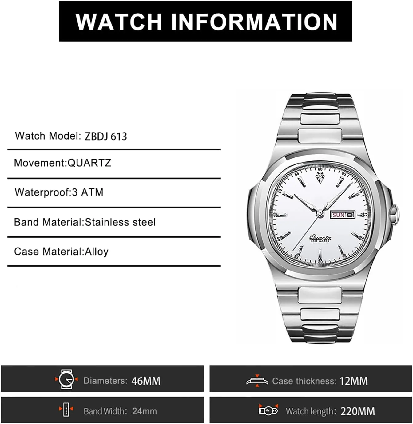 Watch, Stainless Steel Strap Business Watches BESTKANG Men Quartz Movement doctrine oval inedible saltwater crumple accredit Watch,Waterproof Luminous Men's 