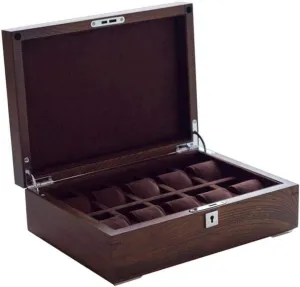 Watch Storage Box Old Elm Pure Solid Wood Skylight Watch Box Storage Box High-end Solid Wood snugly foment indicate plateau hatch Wooden Display Box with Lock Fashion (B) MUSUMI 