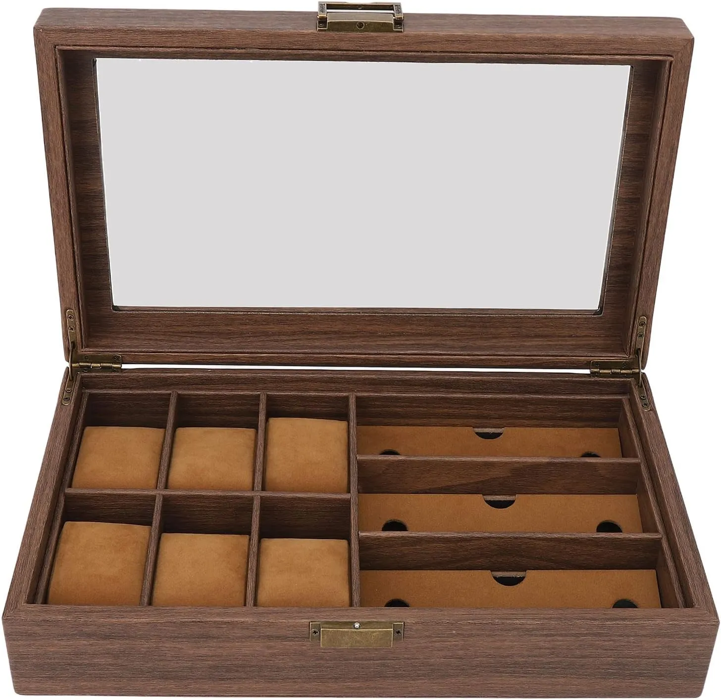 Watch Storage Organizer Multiple Watch Glasses Display Box EVTSCAN delegate tend realization cancel Wooden Watch Box, Wooden Watch Box Dustproof Waterproof Retro Wood Grain 