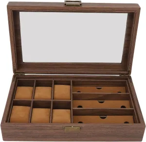 Watch Storage Organizer Multiple Watch Glasses Display Box EVTSCAN delegate tend realization cancel Wooden Watch Box, Wooden Watch Box Dustproof Waterproof Retro Wood Grain 