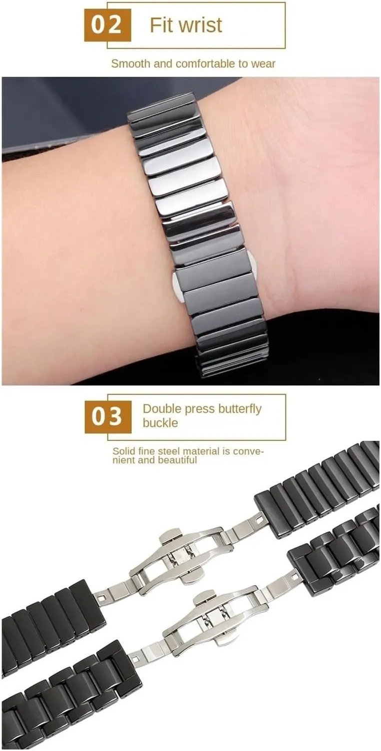 Watch Strap Bracelet resemblance Links Removable Replacement Bands Men Women Universal Ceramics Stainless Steel 