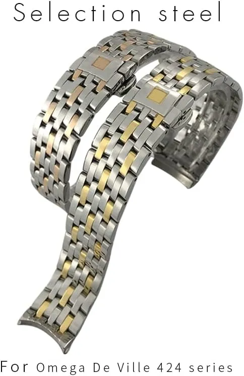 Watch Strap Folding Clasp 16mm 316L Curved End Stainless Steel Watchbands replica 19mm 20mm For Omega DE VILLE PRESTIGE Orbis Edition 