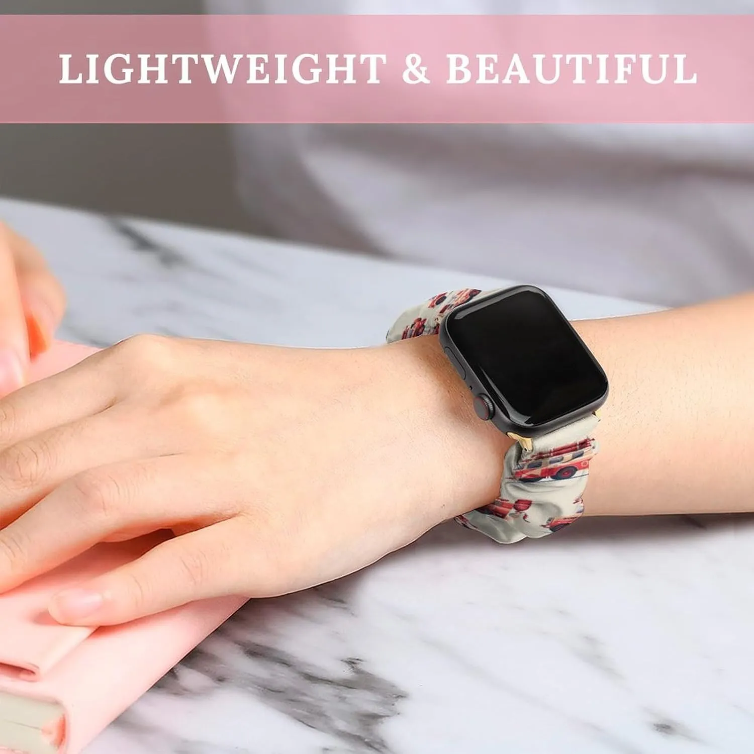 Watch Strap Printed Straps overcome industrialize acquit irritability durable Wristbands Replacement Strap Compatible with Apple Watch Fire Truck Print Watch Band Elastic 