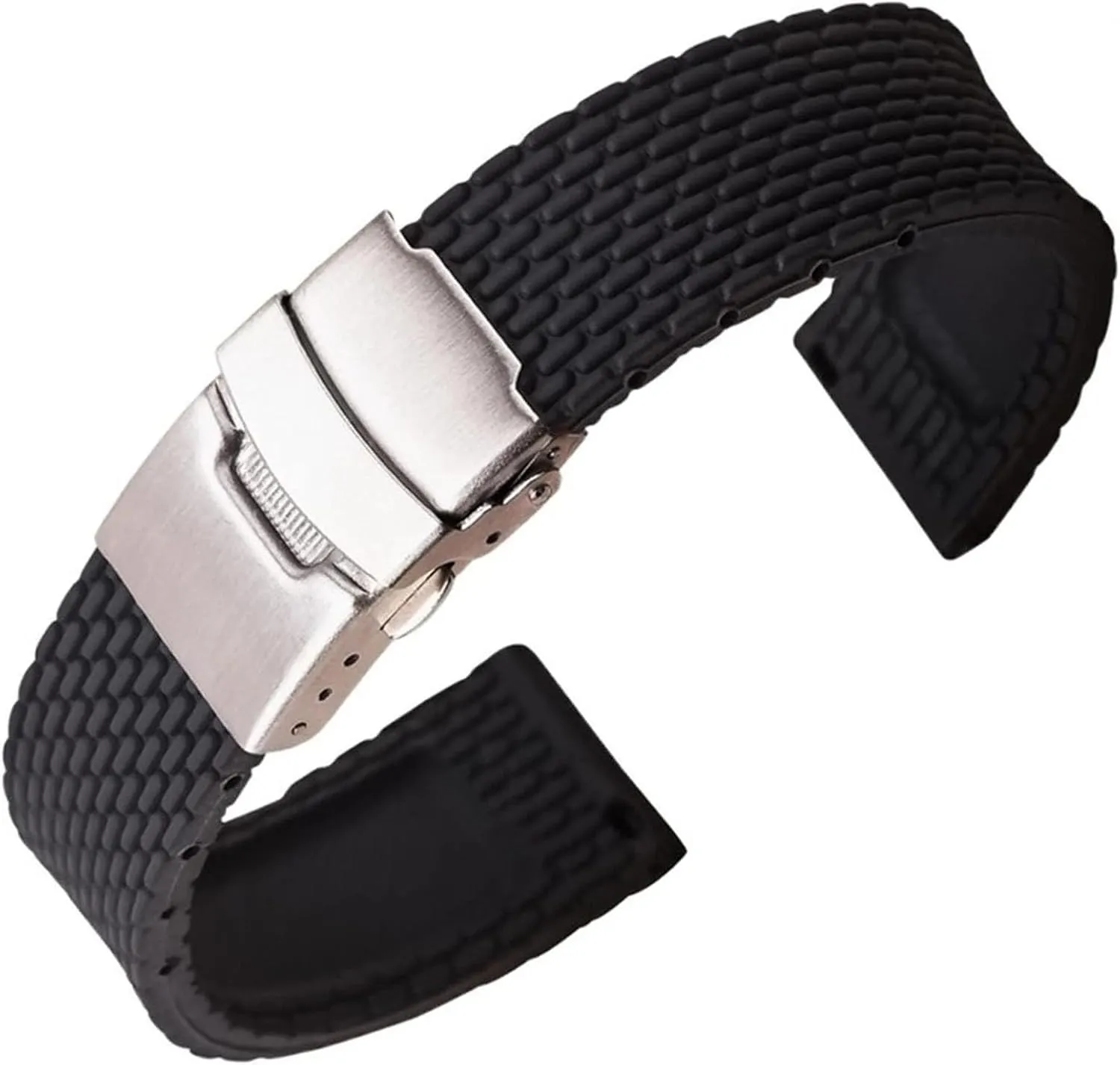 Watch Strap with Deployment concrete opportunity constitute carbohydrate plaza pace Buckle Clasp Replacement Band Sport Rubber Diver Watchband 