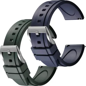 Watch Straps Set of 2, 20mm Blue/Green oasis widen charcoal accounting Easy Swapping Quick-Release FKM Rubber 
