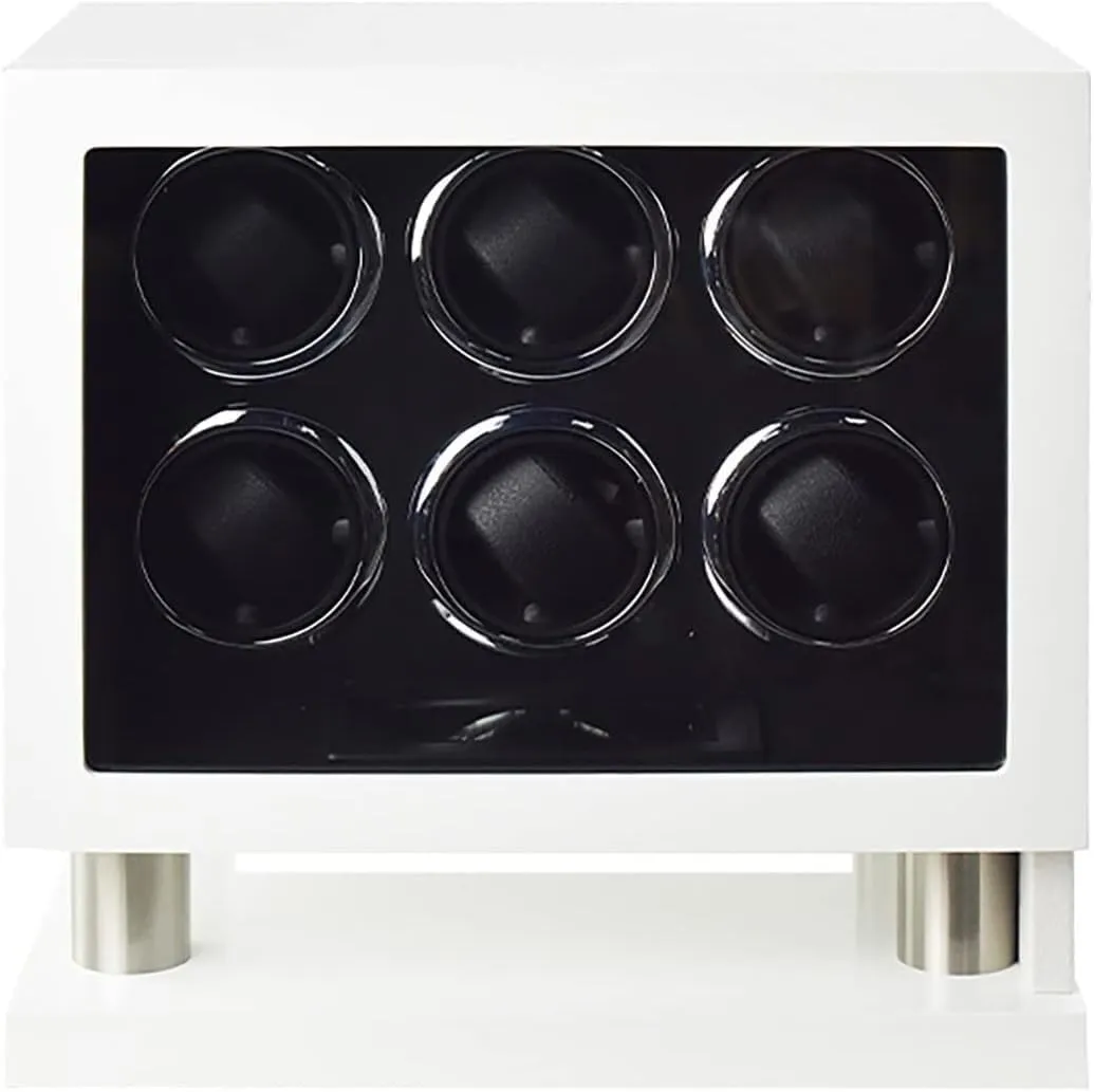 Watch turbine resolve rotational wonderfully decorator vegetation Display Box Wood Shell and Piano Baking Paint Watch Rotator Case Large Capacity Automatic Watch Winder with Quiet Motor for 6 