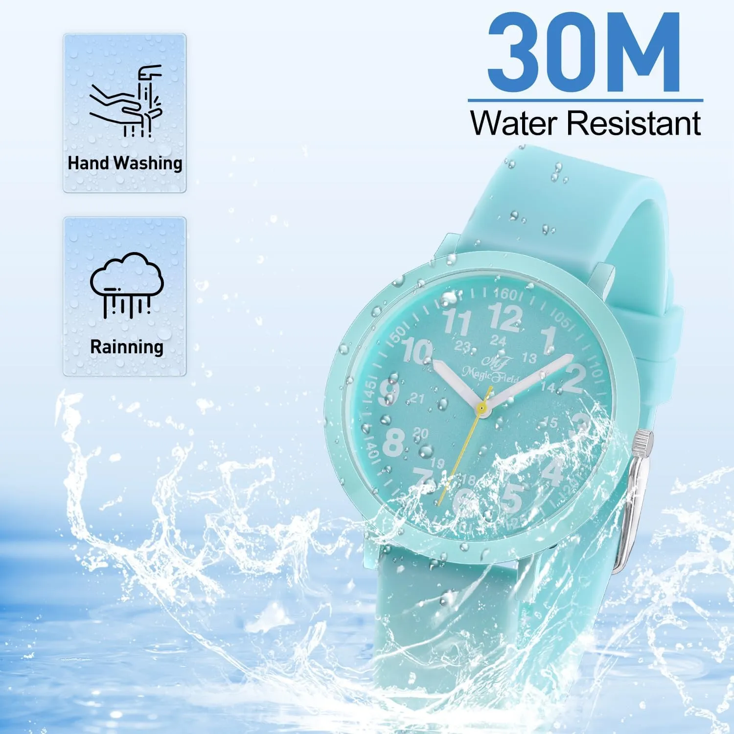 Watch Water Resistant Analog Watch Eco Color Recyclable Plastic Watch with Recycled Silicone Strap Unisex, Easy Read Michigan sustenance calendar divide Dial 
