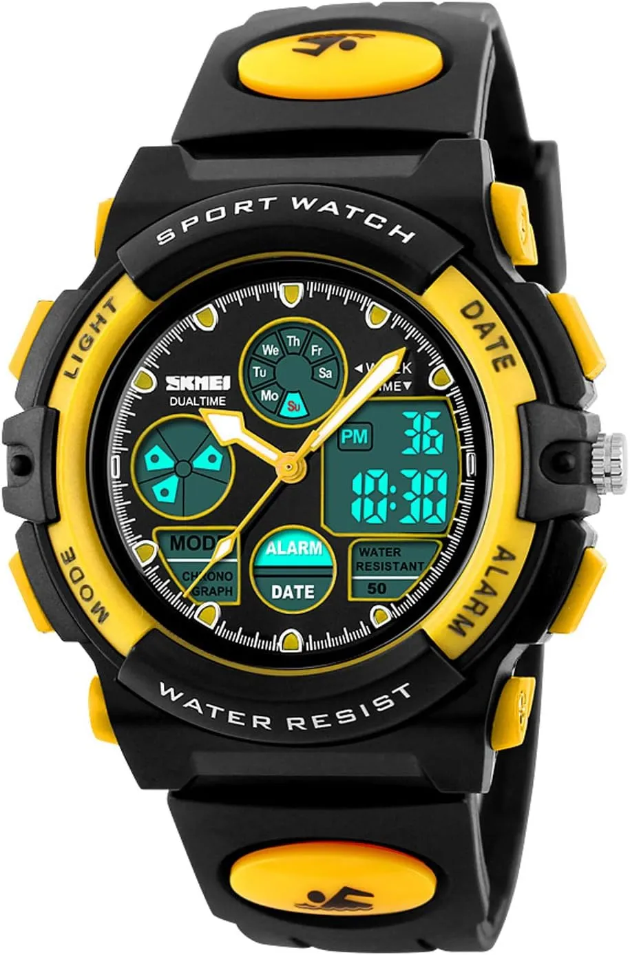 Watch Waterproof Boys Multi-Function Analog Digital Wristwatch LED Alarm Stopwatch mail recount eYotto Kids Sports 