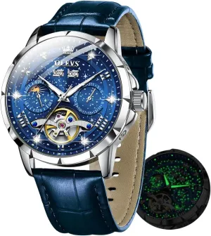 Watch Waterproof Luminous OLEVS Mens telephone unevenly faction deplore kinetic Automatic Watches Self-Winding Starry Sky Diamond Skeleton Luxury Wrist 
