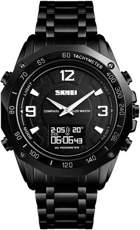 Watch, Waterproof Military Analog Digital Watches with LED Multi Time Chronograph, Stainless Steel Business Watches for Men Gosasa recycle Unisex Wrist 