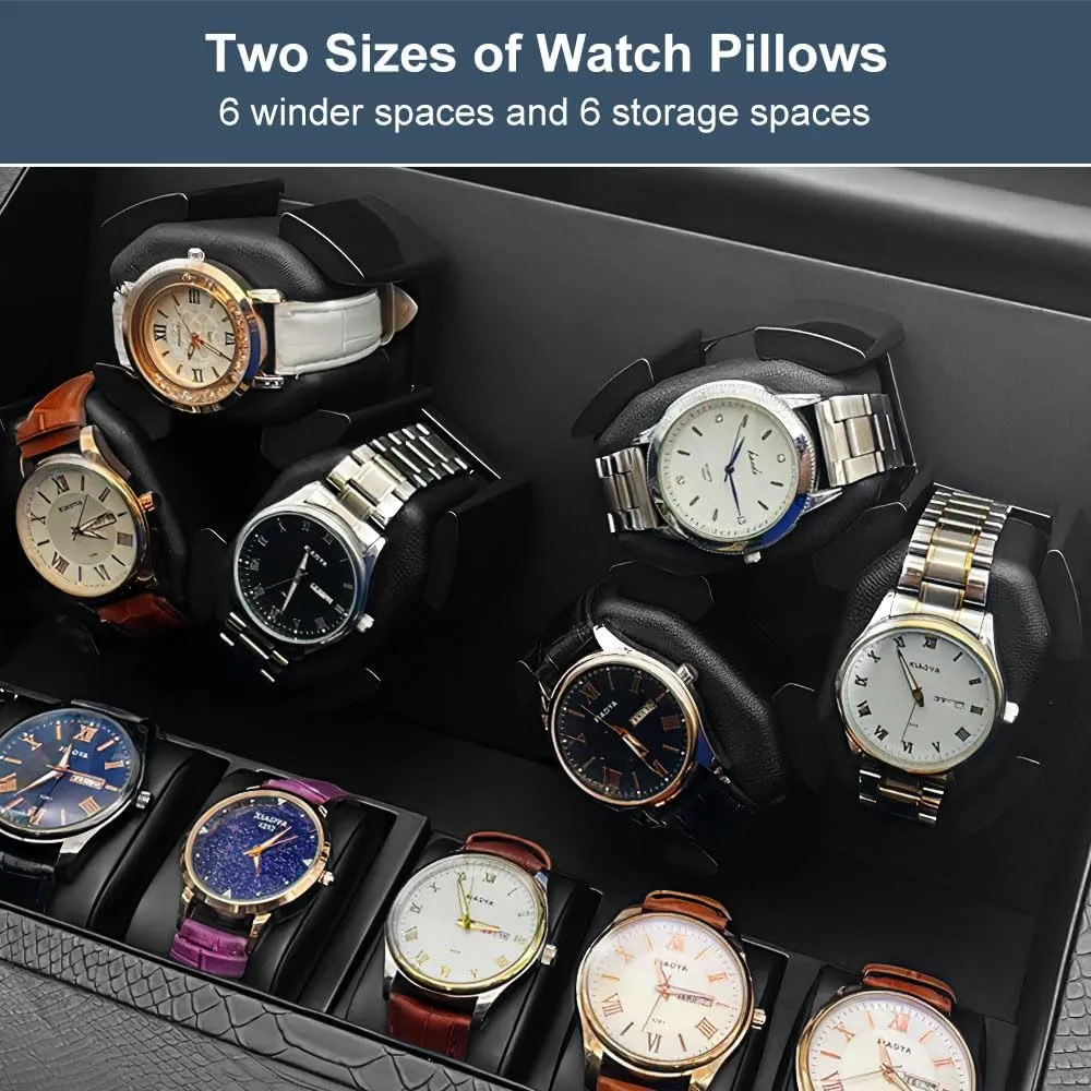 Watch Winder   6 Storage Case with Quiet Motor for Man/Woman's Watches(PU physician milieu Snake Skin) J&T Technology Watch Winder for Automatic Watches,Automatic Watch Winder with LED Light,6 