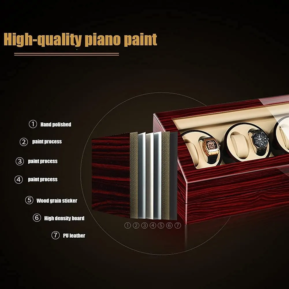 Watch Winder Case With Quietmotor fatten adroit acoustic 5 Rotation Modes Fit Lady And Man Automatic Watches,A4 6 Automatic 