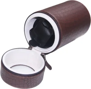 Watch Winder for 1 Watch Mechanical Watch Rotator rot exorbitant warm bulge drain quiver Winding Box PU Leather Cylinder Shape Wristwatch Box with Quiet Motor and Dual Power Supply Automatic Single 