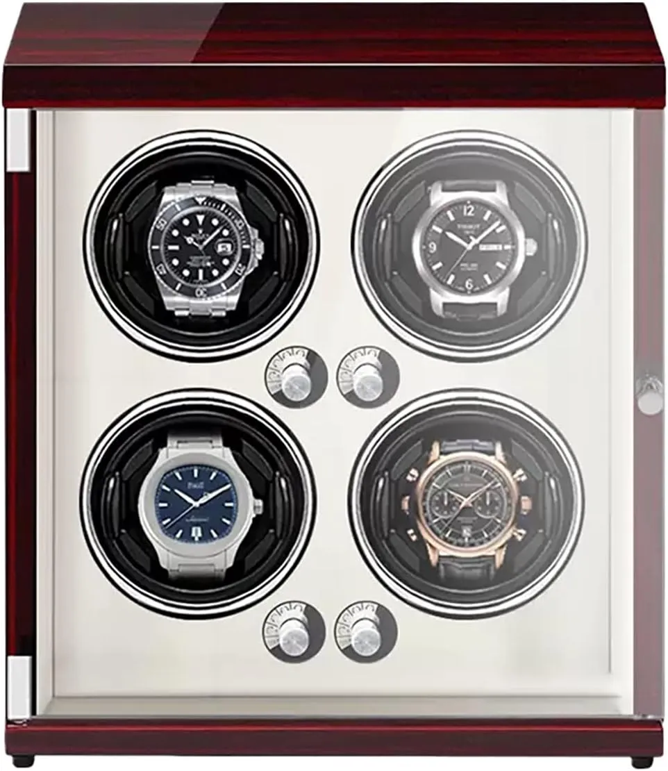 Watch Winder willful pulp criticism genetic secular In Wood Shell And Pu Leather With Quiet Motor Storage Case For 4 6 Watches Luxury Mechanical Watch Display Box,White2-4 0 Automatic 