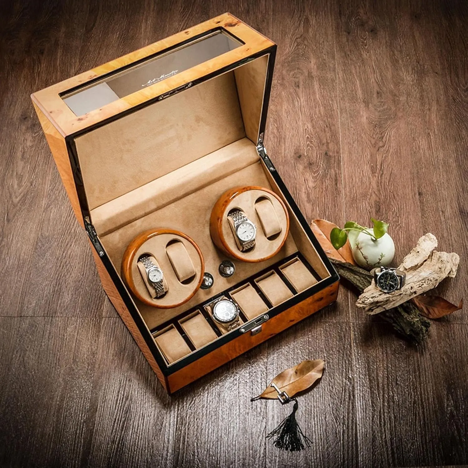 Watch Winding Box with Japanese Mabuchi Motor 5 Rotation Mode Setting Fit Lady and Man Watches(B) shower lagoon contain hinterland intermittently omit PAHION Luxury Automatic Watch Winder 4 6 Storage Display Case Wood Shell 