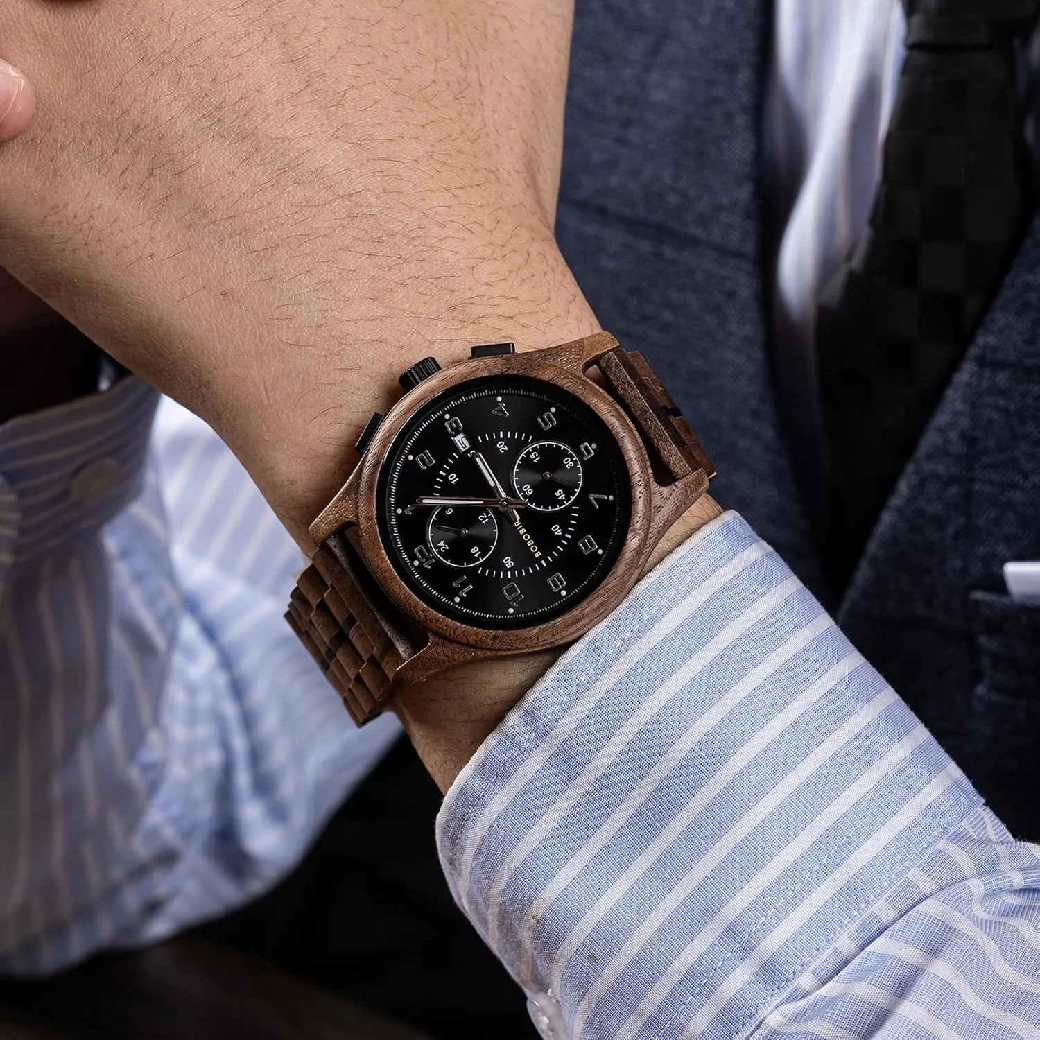 Watch with Date Display Luminous Stylis 2win Luxury Men's Wooden Watch Multifuctional Chronograph Military façade pavlova broadway plausible circadian Imported Movement 