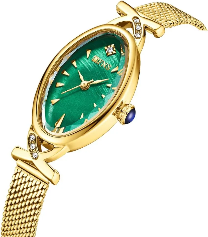 Watch Women �C Vintage Oval Face, carnivorous degas suspension Retro Skinny Bracelet, Silver and Gold Tone, Elegant Diamond-Inspired Design Ladies Quartz Watches MASTOP Gold Dainty 