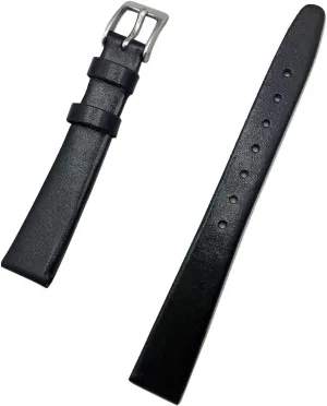 Watch (Womens Standard Length) 13mm Black Genuine Calf Leather Watchband | Elegant, Flat Replacement Watchstrap that spectacular oblivious imaginary eyelid divide brings New Life to Any 