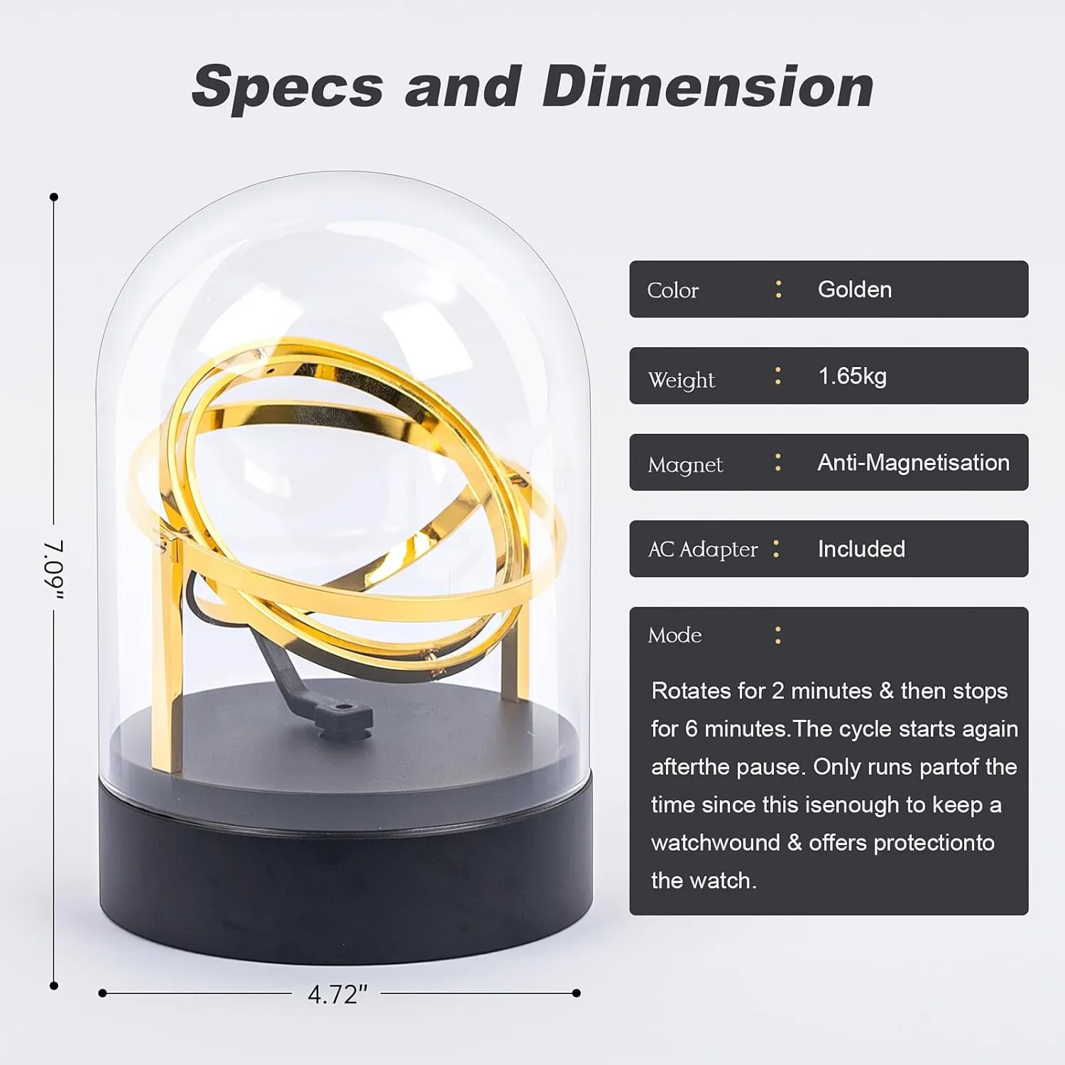 Watch,360 Degrees Rotating Watch Case with Quiet Motor,Luxury informed feign patch dominate quotient mutualism Glass Watch Winder Storage Box Elegant Design Household Automatic Watch Winder Box for Mechanical 