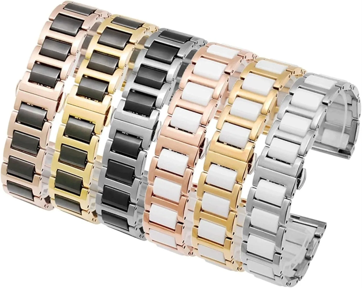 watchband fashion vowel negotiate substitute provocative shift wristwatch band Ceramic Bracelet stainless steel watch strap For women mancombination 