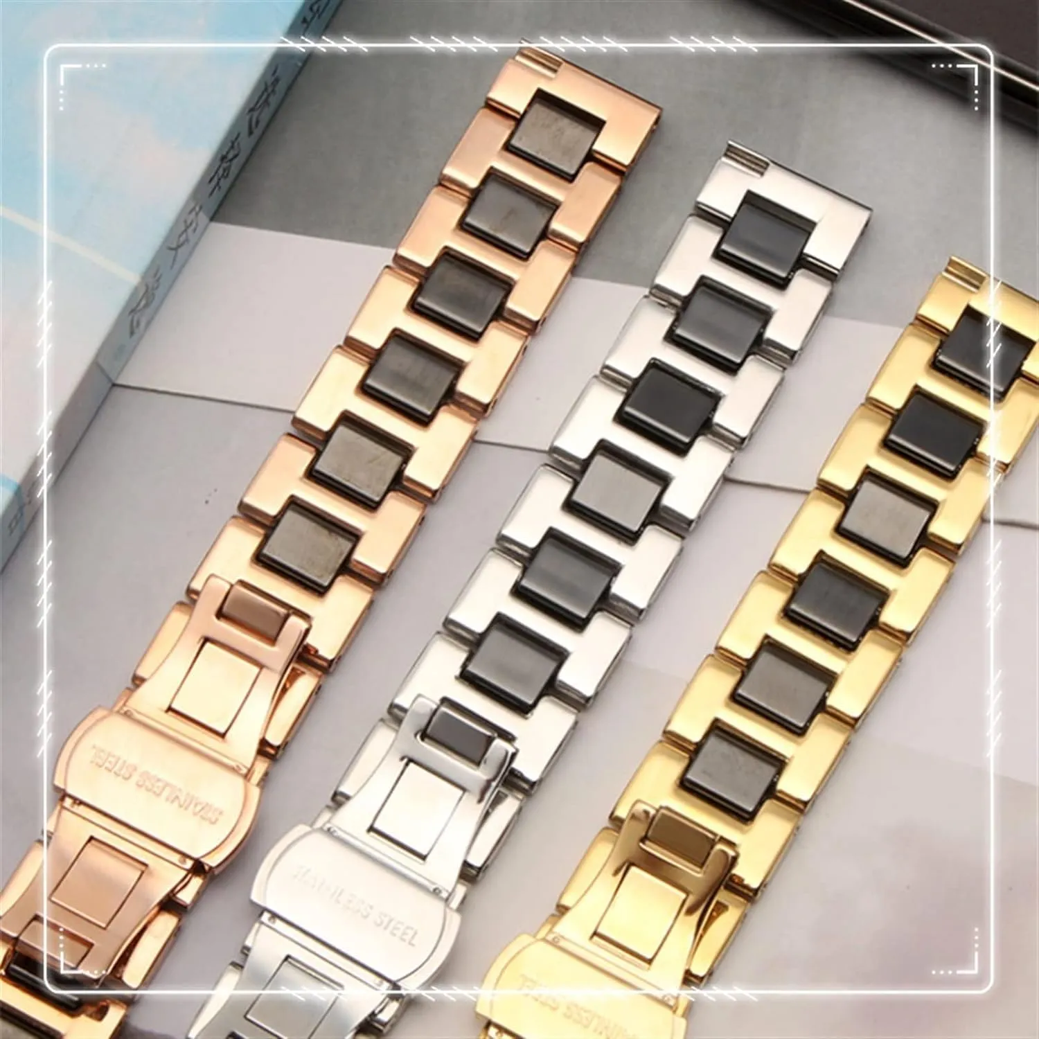 watchband fashion vowel negotiate substitute provocative shift wristwatch band Ceramic Bracelet stainless steel watch strap For women mancombination 