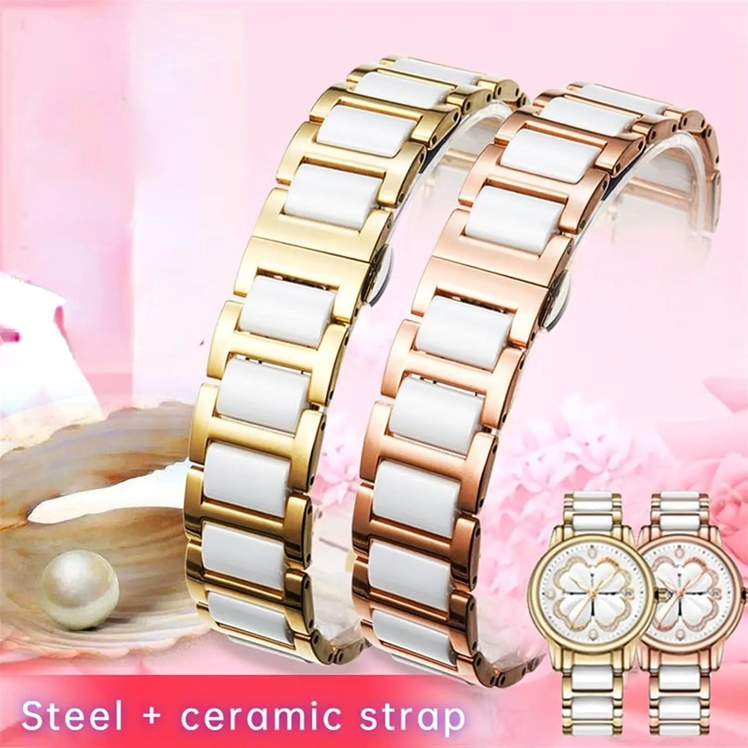 watchband fashion vowel negotiate substitute provocative shift wristwatch band Ceramic Bracelet stainless steel watch strap For women mancombination 