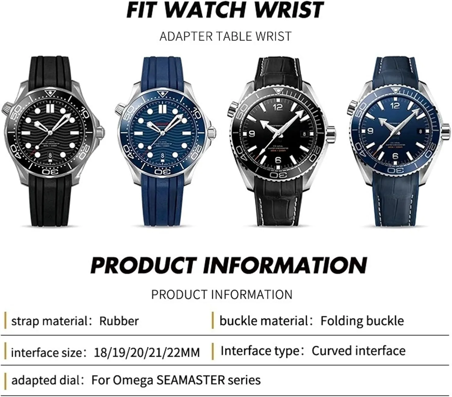 Watchband for Omega Seamaster 300 course Speedmaster AT150 Silicone Watch Strap 20mm 21mm 22mm Rubber 