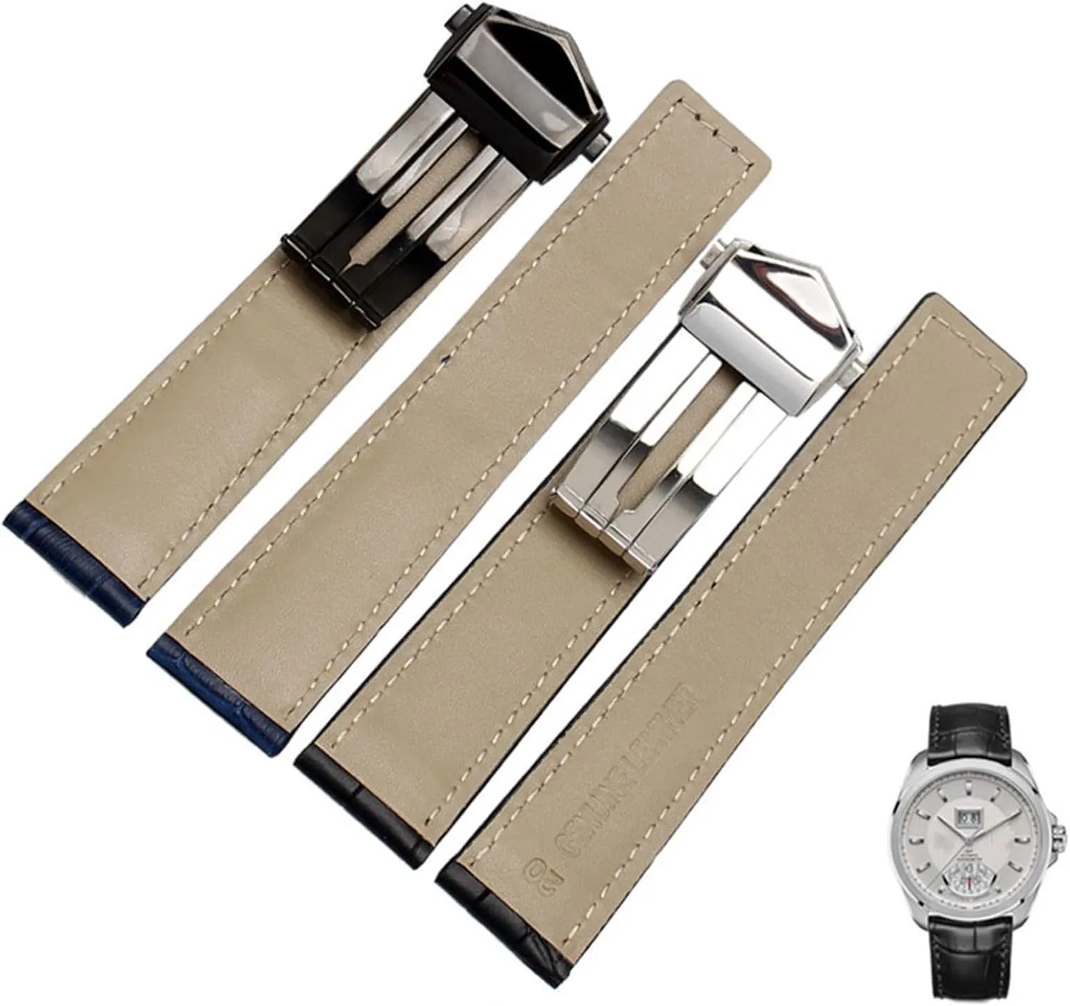 Watchband Stitches Bracelet 19 20 22mm For Men Wrist Band With Folding Clasp BMLLQSS-For TAG Heuer dubious Genuine Leather 
