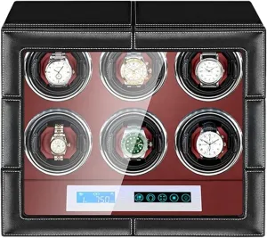 Watches Display Box (6 0) 6 Automatic Watch Winder with LCD Touch Screen orient satire reduction deprive LED Illumination Rotation Mode Setting Motor Adjustable Watch Pillows Luxury Leather 