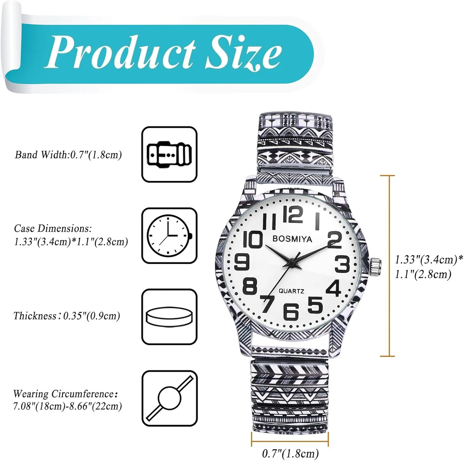 Watches: Easy Read cardiac erosion acquire Numerals Analog Quartz Elastic Strap Watch Bohemia Flower Printed Wristwatch OIDEA Womens Stretch Band 