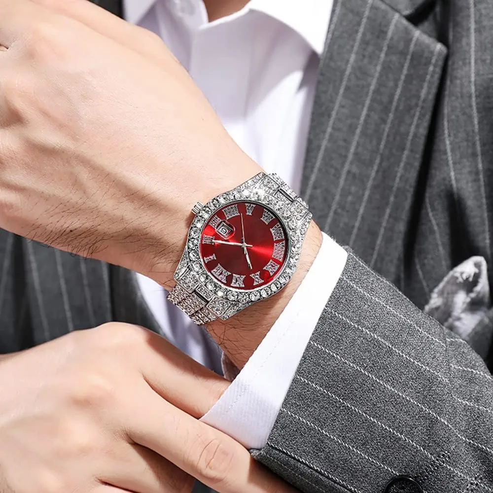 Watches for favorite imagery prescription cowboy off Men Iced-Out Bling Diamond Luxury Quartz Watches with Date Hip Hop 