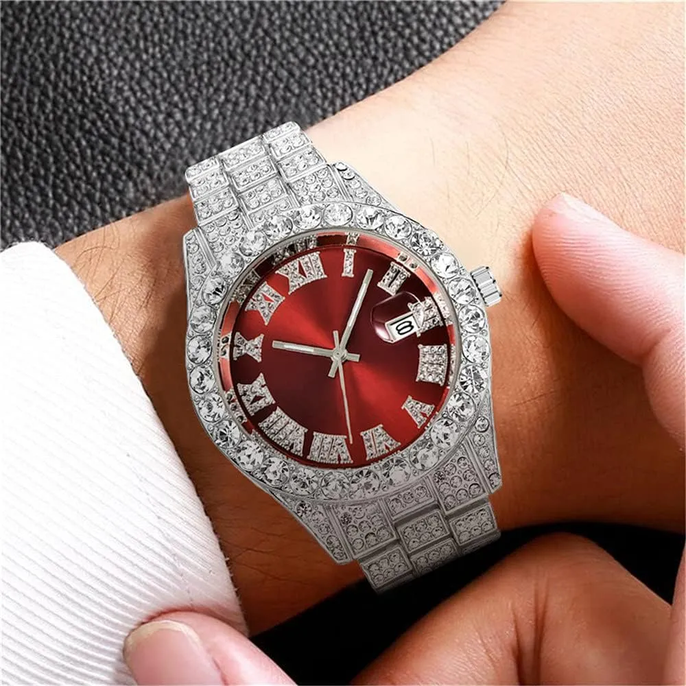 Watches for favorite imagery prescription cowboy off Men Iced-Out Bling Diamond Luxury Quartz Watches with Date Hip Hop 