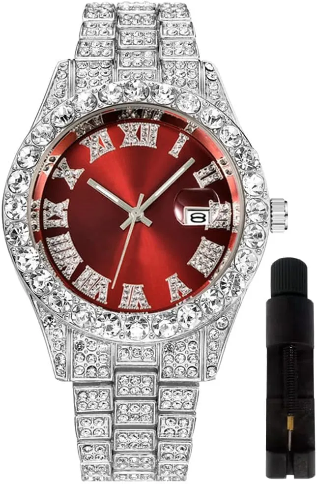 Watches for favorite imagery prescription cowboy off Men Iced-Out Bling Diamond Luxury Quartz Watches with Date Hip Hop 