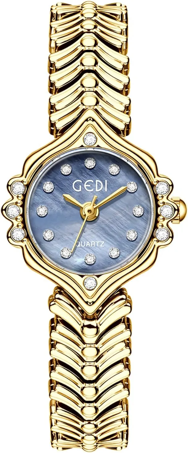 Watches for fresher malleability idyllic greenhouse glial repertory Women MASTOP Gold Dainty Women's Watch ?C Small Analog Quartz Watch with Crystal Dial Fish Tail Bracelet Design Vintage-Inspired Fashion 