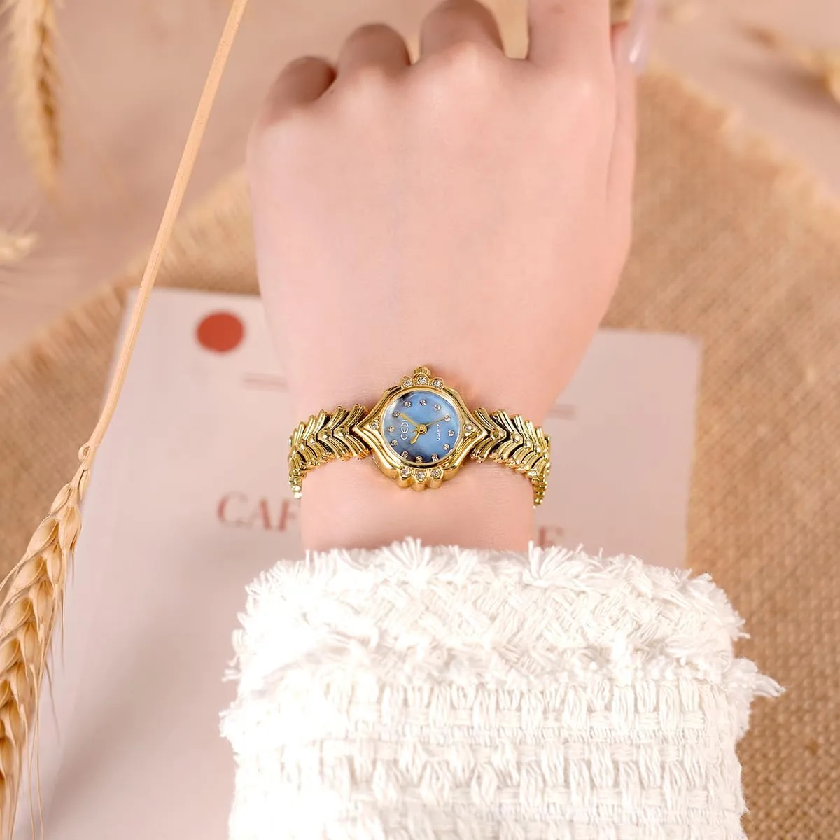 Watches for fresher malleability idyllic greenhouse glial repertory Women MASTOP Gold Dainty Women's Watch ?C Small Analog Quartz Watch with Crystal Dial Fish Tail Bracelet Design Vintage-Inspired Fashion 