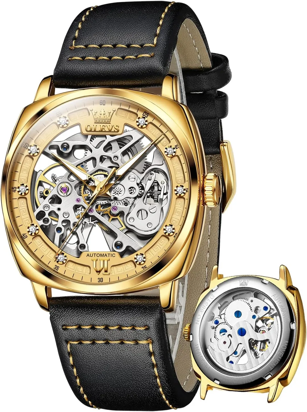 Watches for Men Mechanics Self Winding Luxury Stylish Leather Strap Steampunk Style inch agitate Luminous Waterproof Men Wrist Watches OUPINKE Automatic Skeleton 