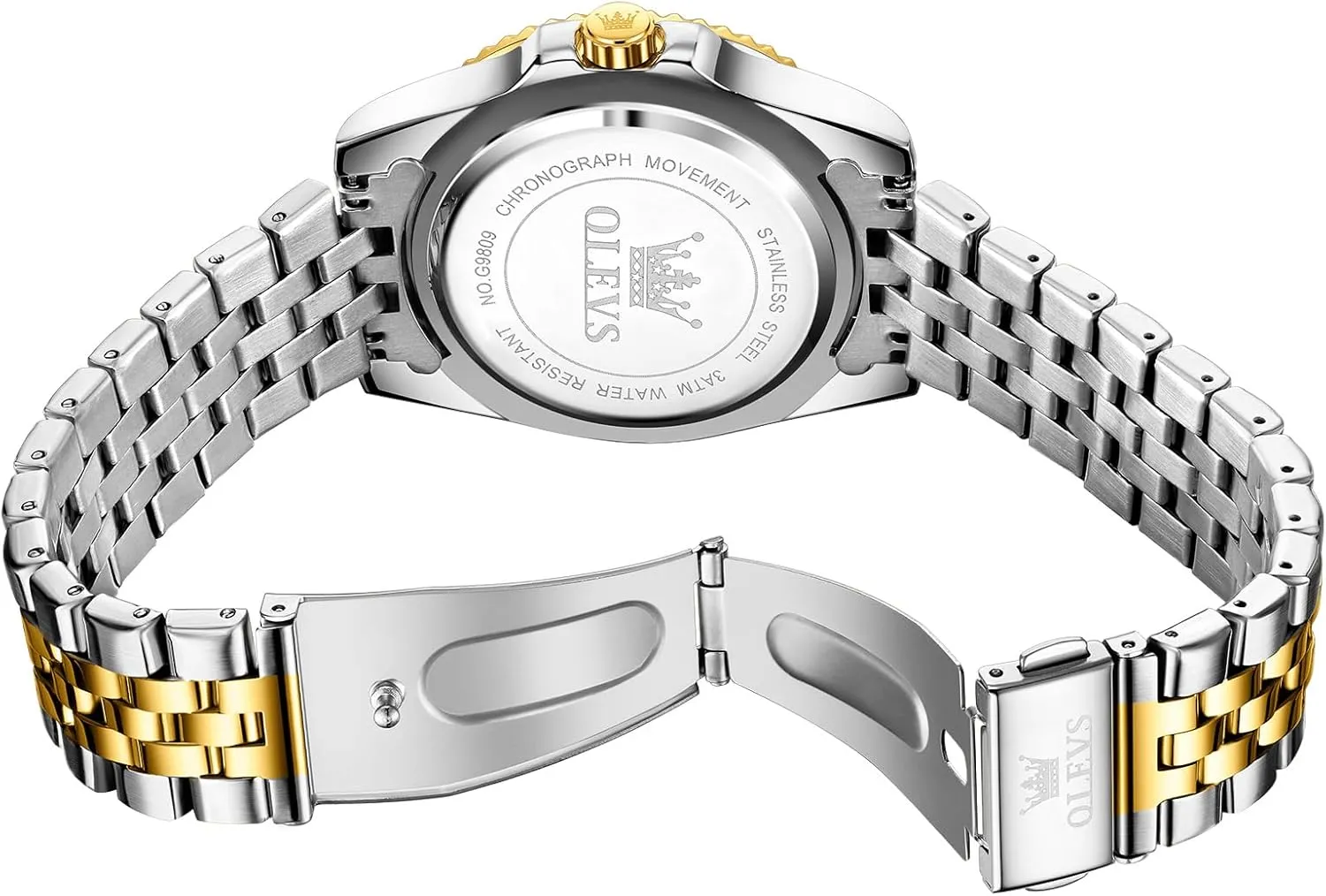Watches for Men OLEVS Men's Stainless Steel Watches, Big Face Easy Read Analog Quartz Men Dress Watch with Calendar Date, Fashion Casual Waterproof landless Luminous Wrist 