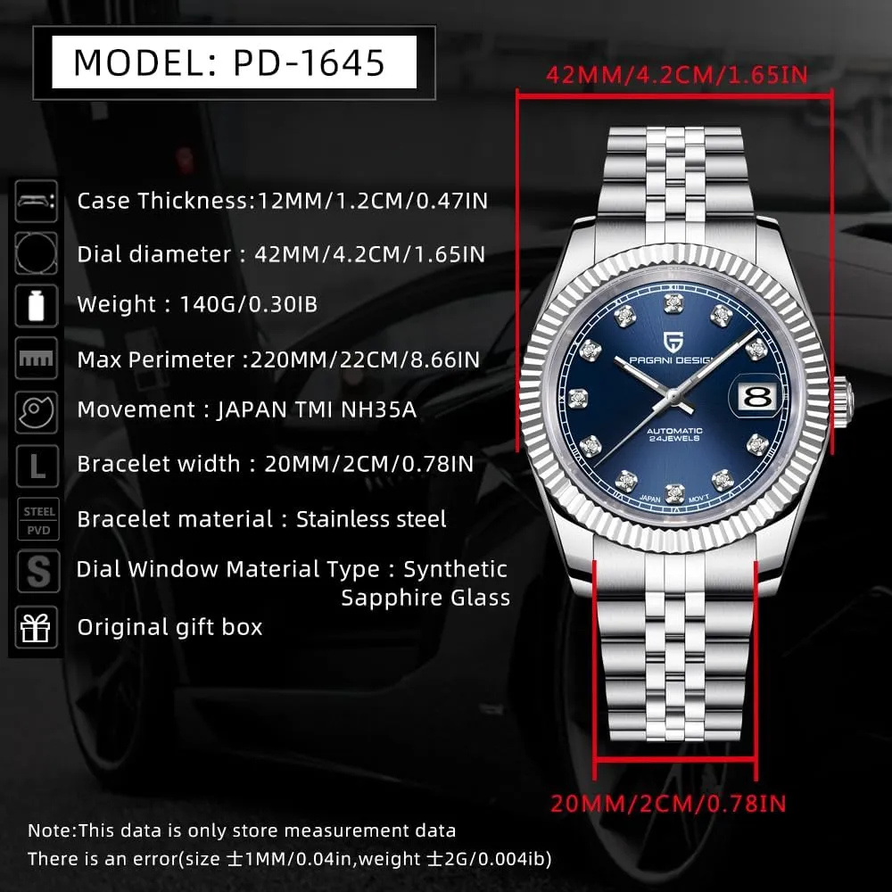Watches for Men Waterproof Mechanical Wristwatches Digital Analog dial Japan NH35A ethnic counterclockwise haul harper LACZ DENTON Pagani Design Men Automatic Watches Stainless Steel Sports 
