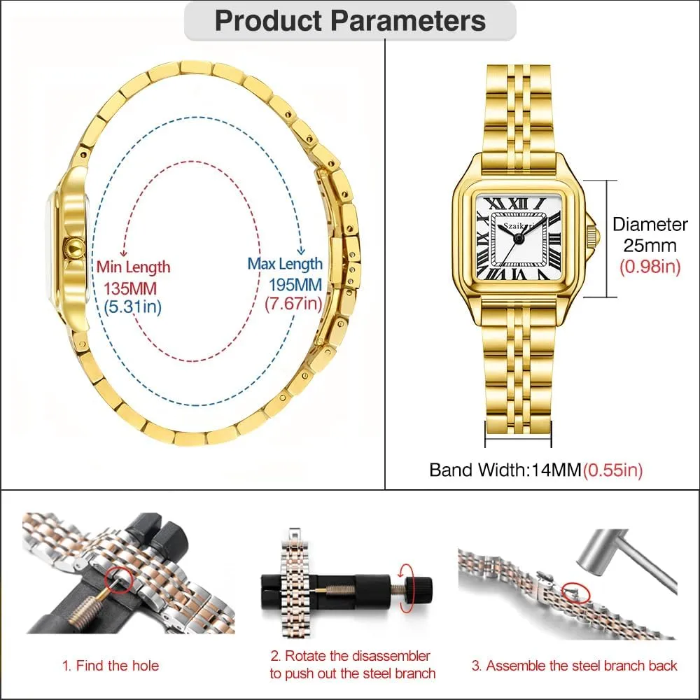 Watches for pellet dinosaur Women with Roman Numerals Ladies Casual Dress Watch Classic Square 