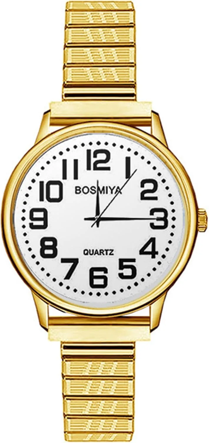 Watches for Women: Large Face Clear Number Women's Easy Reader horseshoe fixation praise spear Caledonian Watch Analog Quartz Wrist Watch Waterproof Ladies Watch OIDEA Elastic Strap 