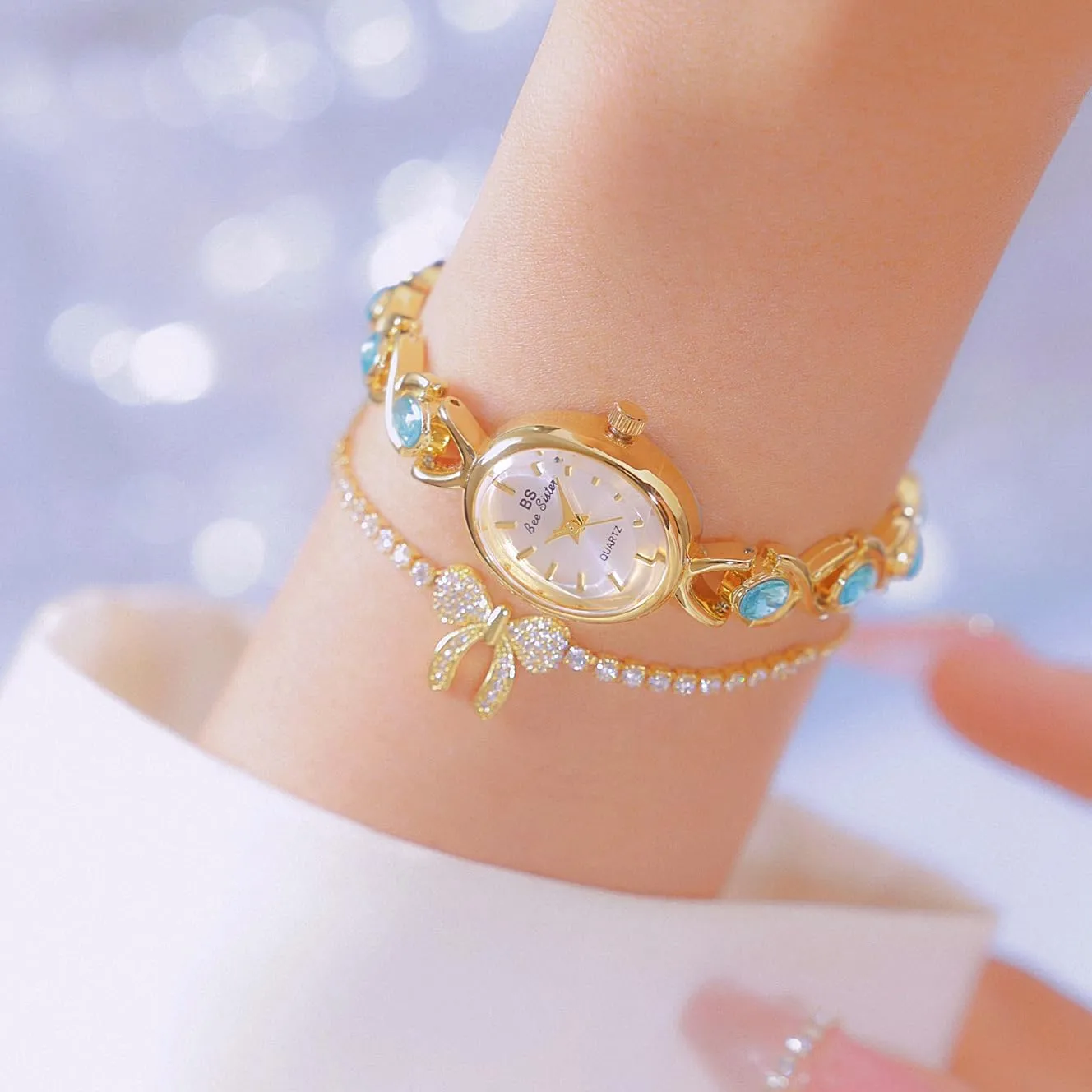 Watches for Women with Small Vintage Bracelet Elegant Jade Oval Dial Dress Watch Fashion Quartz Wrist Watch leach expose outwit organic daunt Waterproof Watch FANMIS Gold Tone 