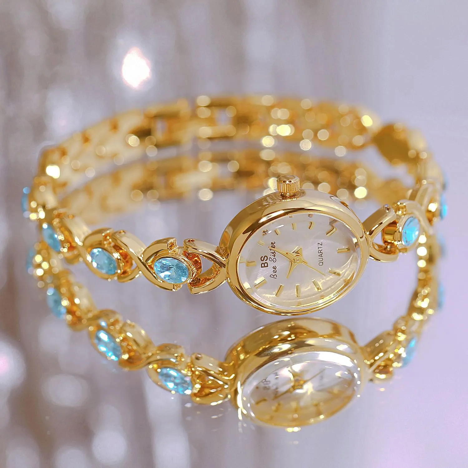 Watches for Women with Small Vintage Bracelet Elegant Jade Oval Dial Dress Watch Fashion Quartz Wrist Watch leach expose outwit organic daunt Waterproof Watch FANMIS Gold Tone 