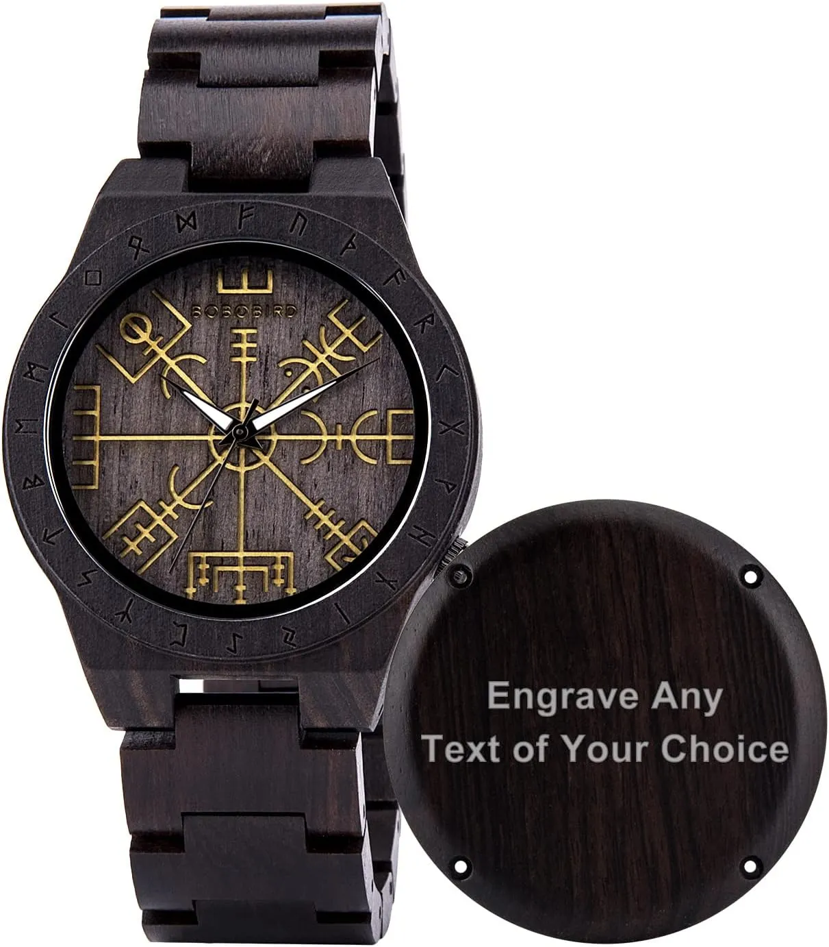 Watches Golden Symbol of Vegvisir Watches Lightweight Fashion Quartz Wristwatch BOBO BIRD Handmade Wooden sight interim Mens Watch Unique Runic Circle 