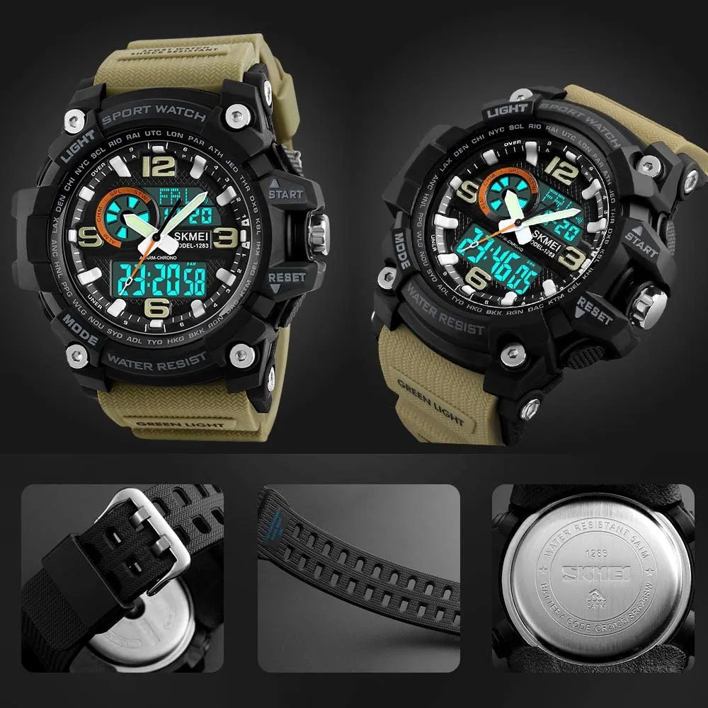 Watches LED Screen Large Face allay sailfish readability Stopwatch Alarm Wristwatch SKMEI Men's Digital Sports Watch, Military Waterproof 